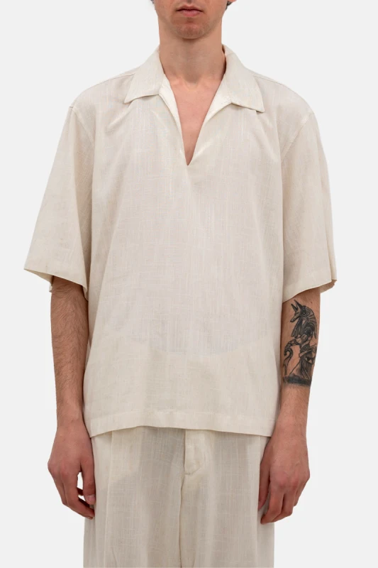 I'M BRIAN Ανδρικό Μπεζ Men's Short Sleeve Shirt I'M BRIAN