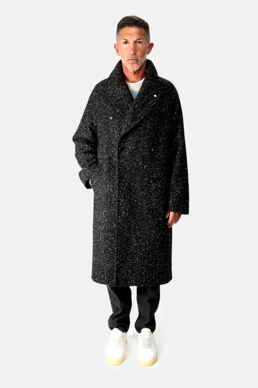LUBIAM Ανδρικό Μαύρο Double-Breasted Coat LUBIAM