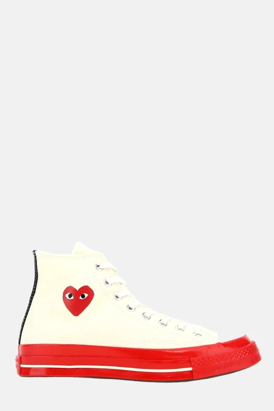 COMME DES GARÇONS PLAY Ανδρικό Λευκό White High Top Red Sole COMME DES GARÇONS PLAY