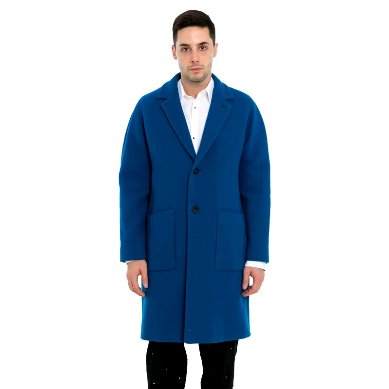 HEVO Ανδρικό Μπλε Blue Wool-Blend Coat HEVO