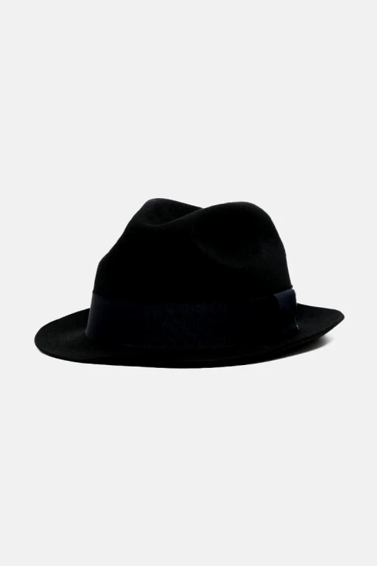 PAUL SMITH Ανδρικό Μπλε Wool Felt Fedora Hat With Stripe Trim PAUL SMITH