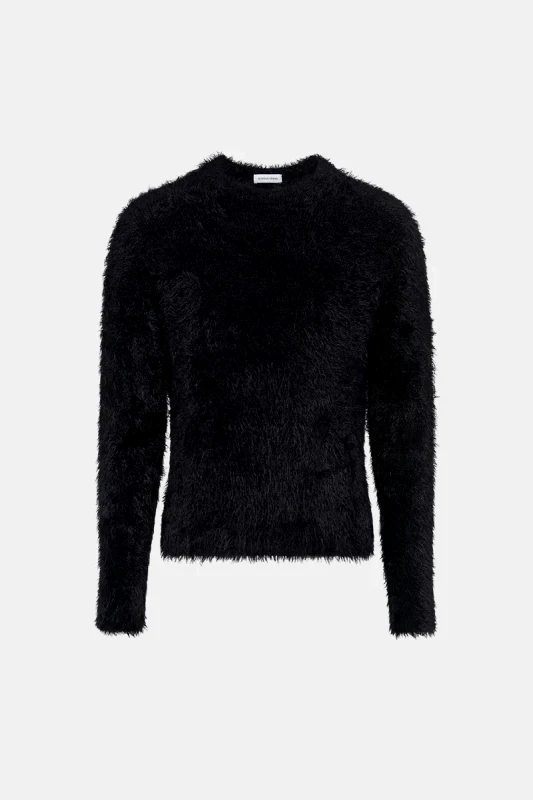 MARINE SERRE Ανδρικό Μαύρο Wild Puffy Knit Crewneck Sweater MARINE SERRE