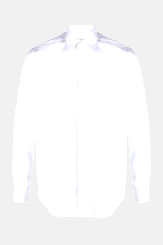 XACUS Ανδρικό Λευκό Compact Cotton Satin Shirt XACUS