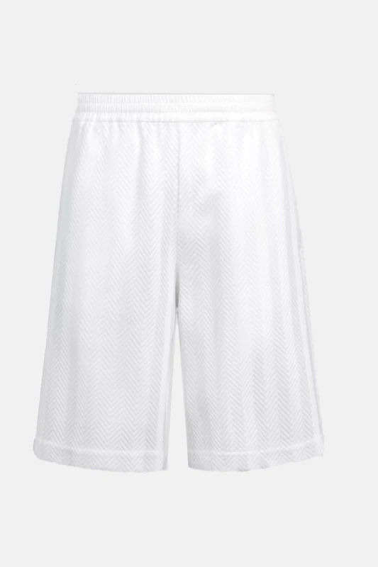 MISSONI Ανδρικό Λευκό Bermuda Shorts With Zigzag Working MISSONI