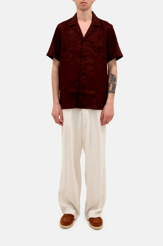 DRYKORN Ανδρικό Κόκκινο Short-sleeved Linen Shirt DRYKORN