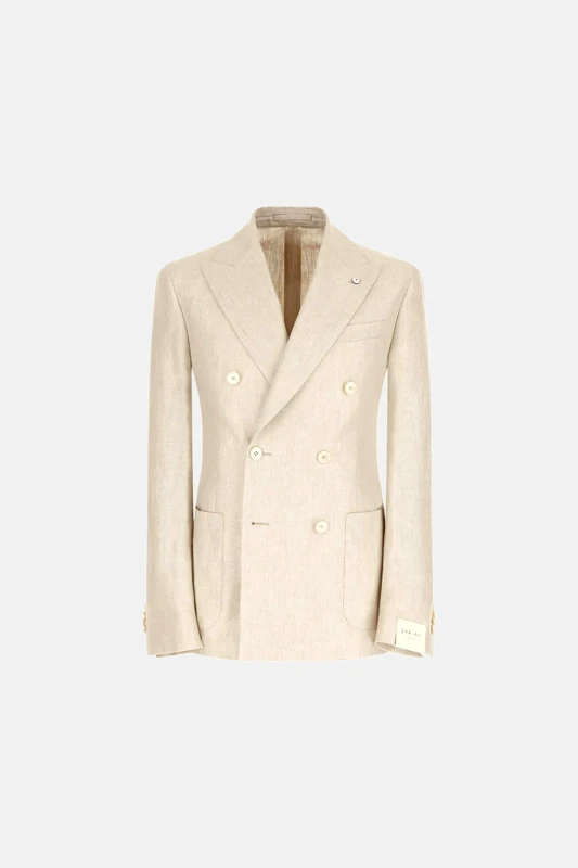 LUBIAM Ανδρικό Μπεζ Double-Breasted TOM Jacket LUBIAM
