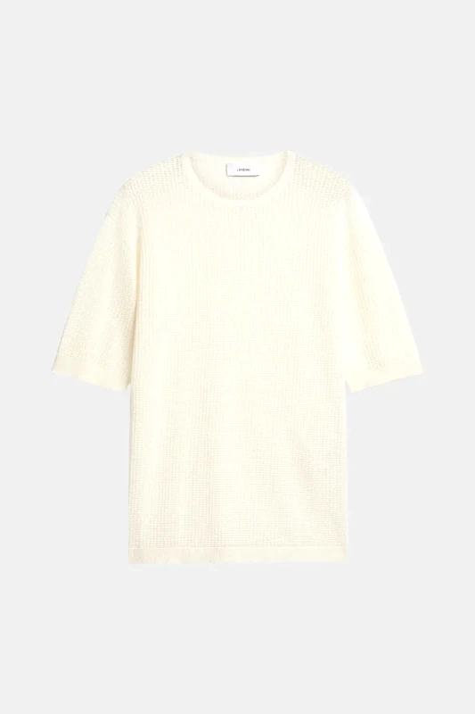 LARDINI Ανδρικό Knitted T-Shirt In White LARDINI