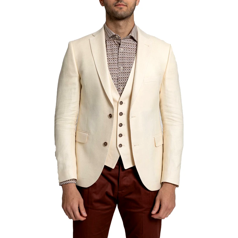SARTORIA MONK Ανδρικό Μπεζ Beige Fitted Blazer SARTORIA MONK