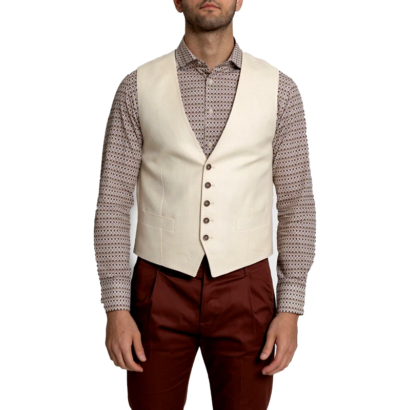 SARTORIA MONK Ανδρικό Μπεζ Ecru Waistcoat Jacket SARTORIA MONK