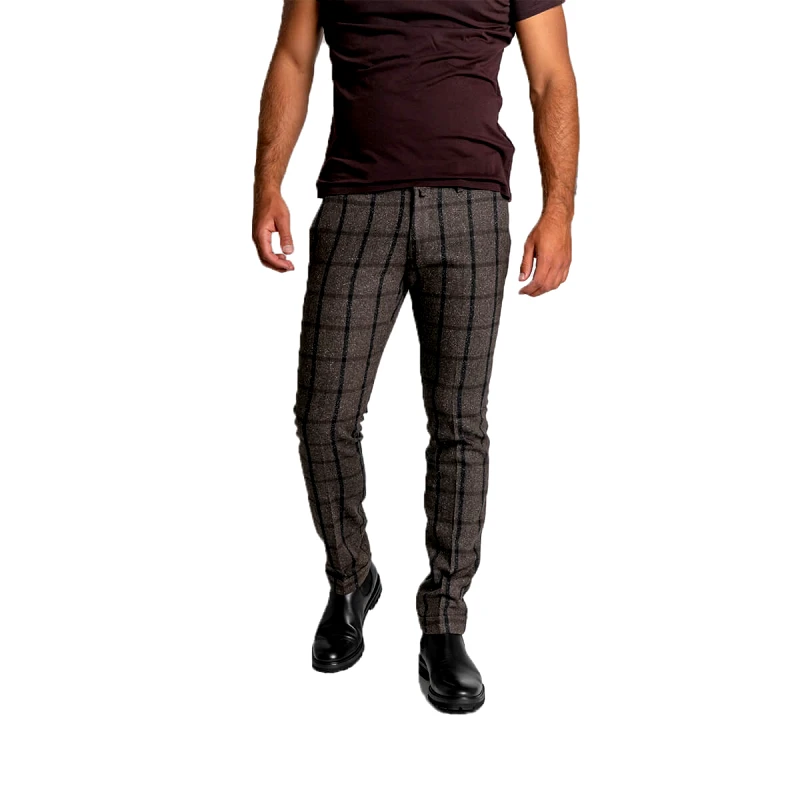 FOUR TEN Ανδρικό Καφέ Tartan Tailored Trousers/Brown FOUR TEN