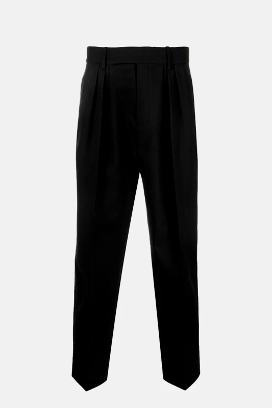 SAINT LAURENT Ανδρικό Μαύρο Wool Tapered Trousers SAINT LAURENT
