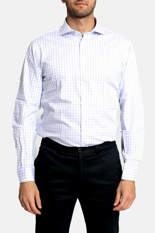 SARTORIA MONK Ανδρικό Μπλε Check Long-Sleeve Shirt SARTORIA MONK