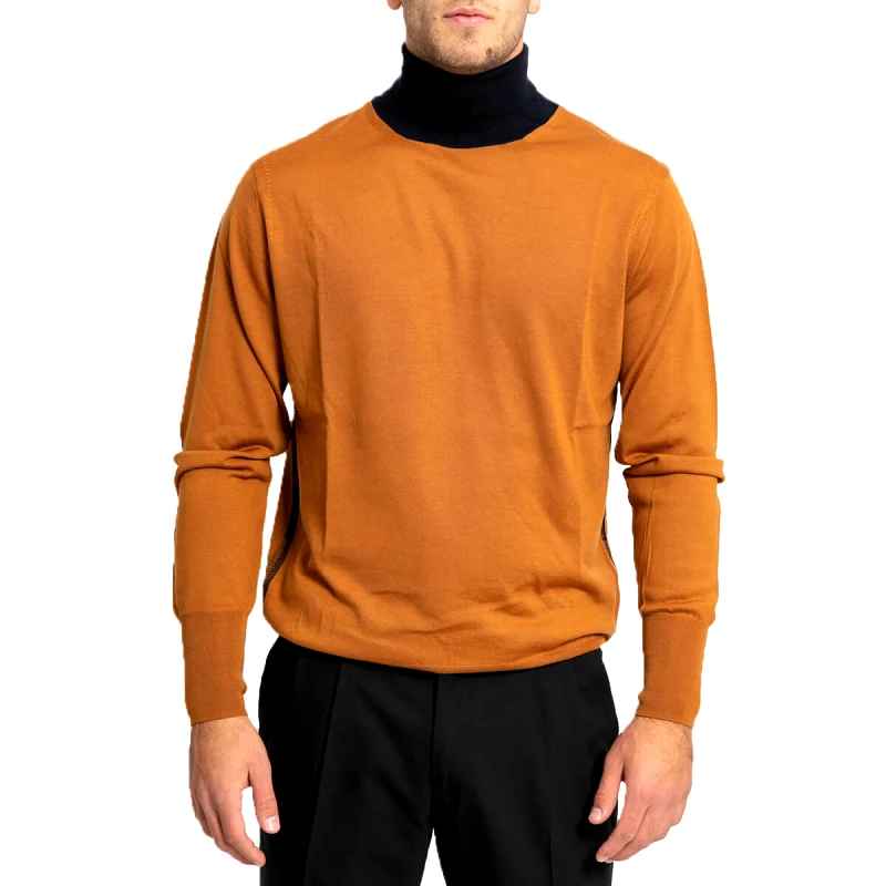 HOSIO Ανδρικό Καφέ Ribbed High-Neck Jumper HOSIO