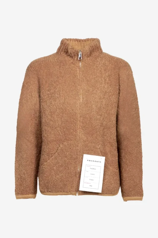 AMARÁNTO Ανδρικό Camel Teddy Full Zip Cardigan AMARÁNTO