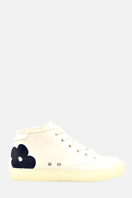 LARDINI Ανδρικό Λευκό Terzini Black & Beige Canvas Sneakers LARDINI