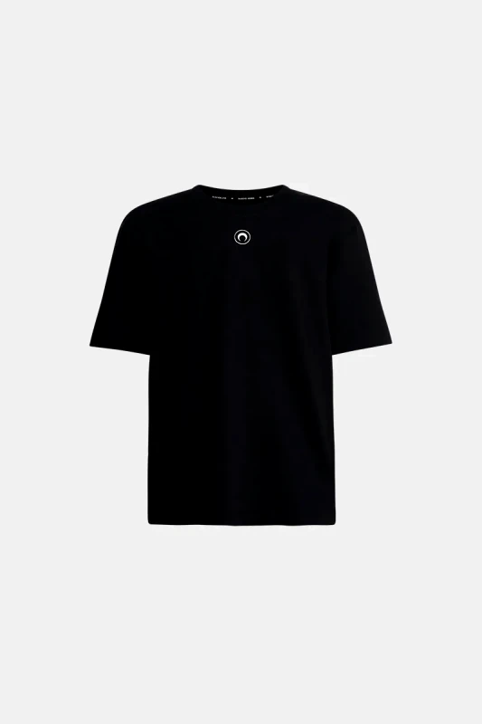 MARINE SERRE Ανδρικό Μαύρο Organic Cotton Plain T-shirt MARINE SERRE