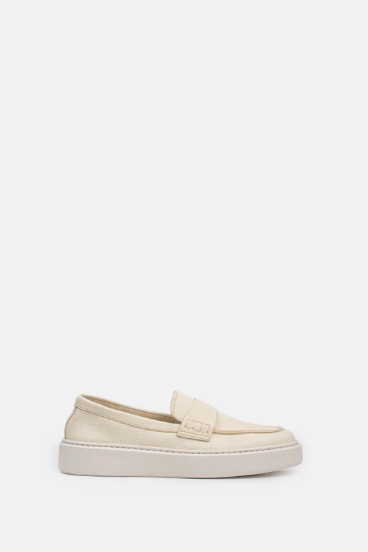 CALCE Ανδρικό Λευκό Men's Leather Loafer CALCE
