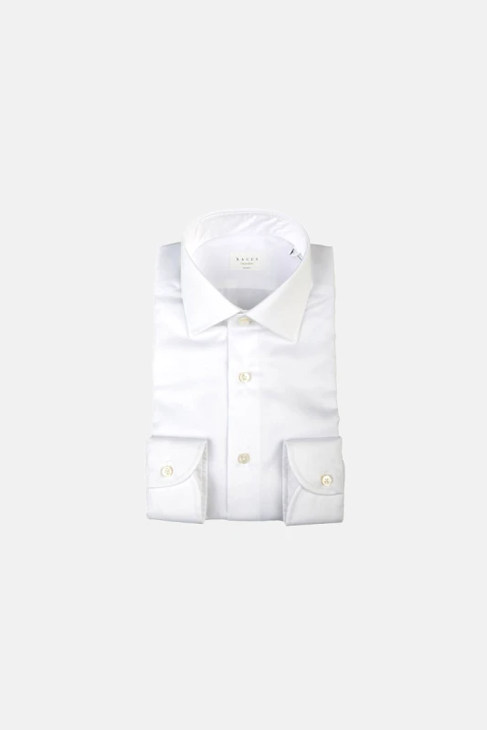 XACUS Ανδρικό Λευκό White Twill Solid Colour Travel Shirt XACUS