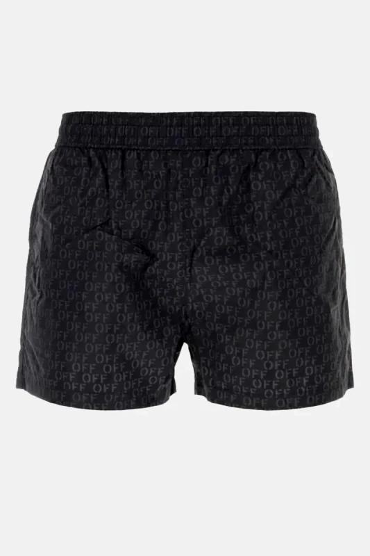 OFF-WHITE Ανδρικό Μαύρο Printed Nylon Swimming Shorts OFF-WHITE