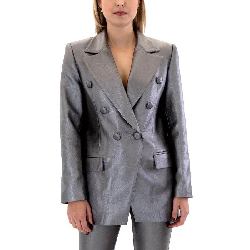 ZOYA METALLIC DOUBLE BREASTED BLAZER WOMEN ZOYA