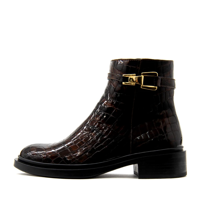 FARDOULIS CROCO PATENT LEATHER ANKLE BOOTS WOMEN FARDOULIS