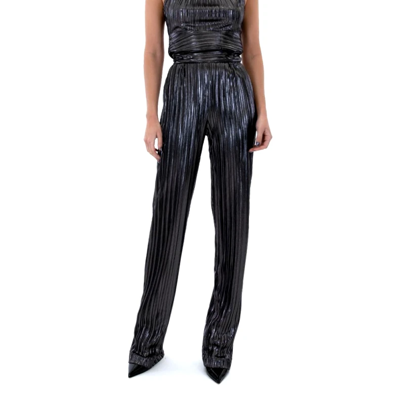 MI-RO HIGH WAIST PLEATED STRAIGHT FIT PANTS WOMEN MI-RO