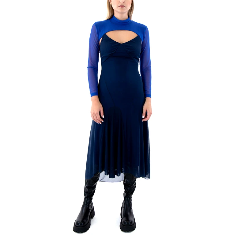BLACK n BLACK TWO PIECES LONGSLEEVE MIDI DRESS WOMEN BLACK & BLACK
