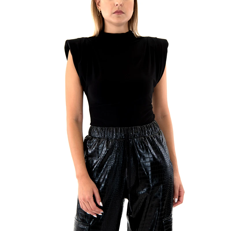 KRAMMA PUDDED SHOULDER HIGH NECK BLOUSE WOMEN KRAMMA