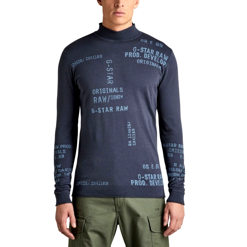 G-STAR RAW KNITTED JACQUARD MOCK SWEATER MEN G-STAR RAW