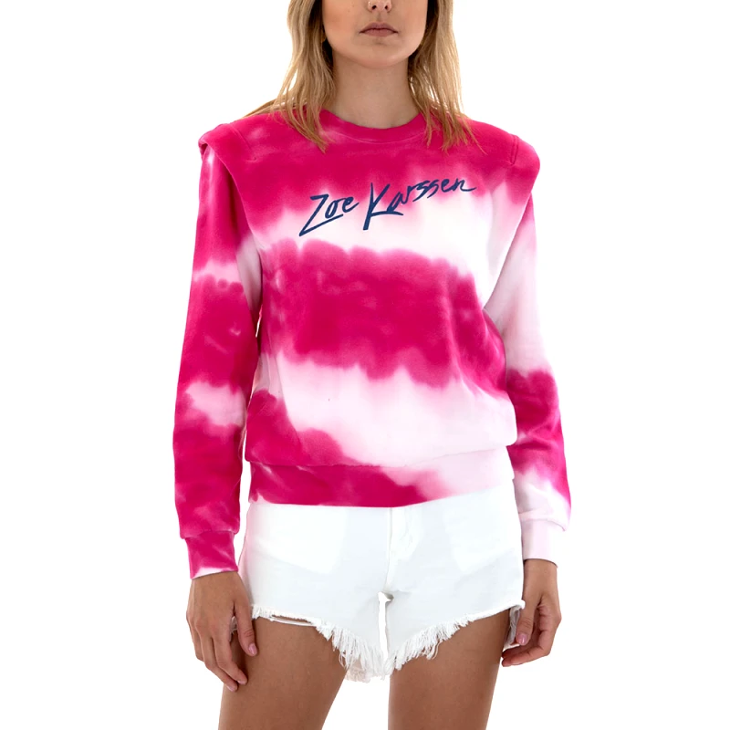ZOE KARSSEN RACHEL PADDED SHOULDER TIE DYE SWEATER WOMEN ZOE KARSSEN