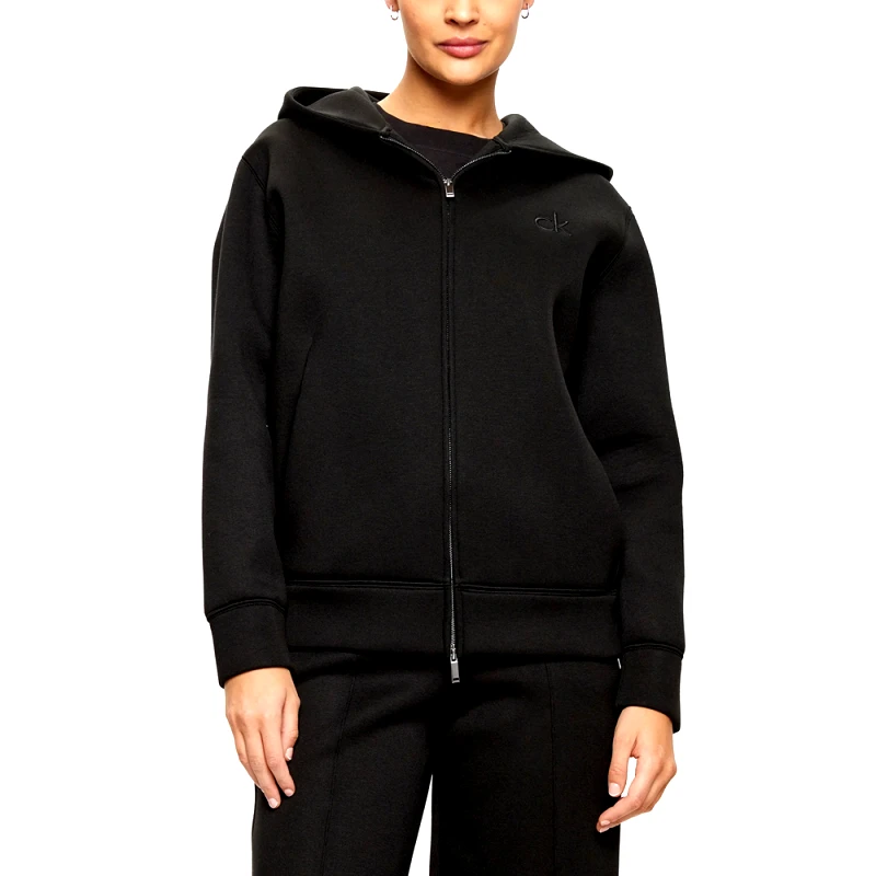 CALVIN KLEIN VISCOSE BONDED CK EMB ZIP HOODIE WOMEN CALVIN KLEIN