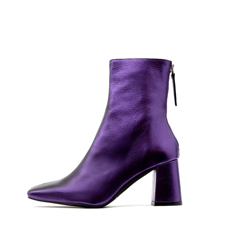 ANGEL ALARCON METALLIC LEATHER MID HEEL ANKLE BOOTS WOMEN ANGEL ALARCON