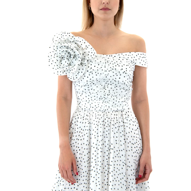 C.MANOLO POLKA DOT FLOWER PIN SLEEVELESS CROP TOP WOMEN C.MANOLO