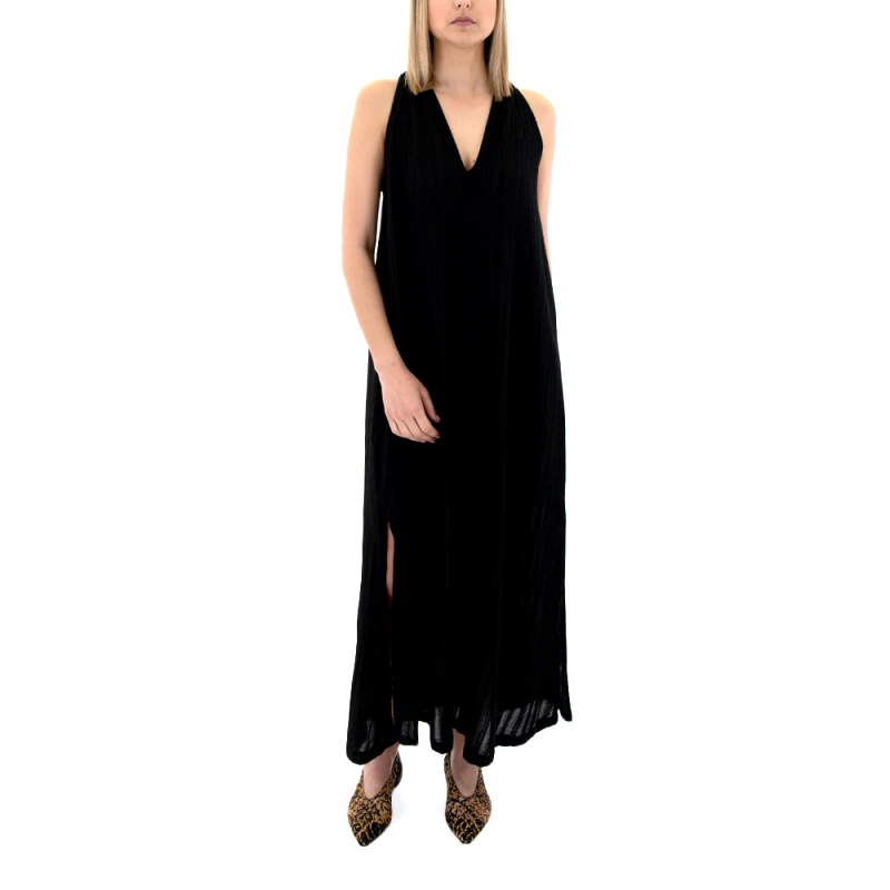 AUGUST RESORTWEAR SLEEVELESS V NECK SIDE SLIT MIDI DRESS WOMEN AUGUST
