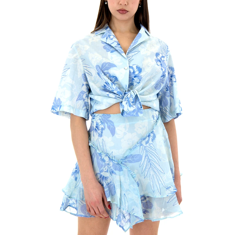 AUGUST RESORTWEAR FLORAL PRINT SHORTSLEEVE COMFORT FIT SHIRT WOMEN AUGUST
