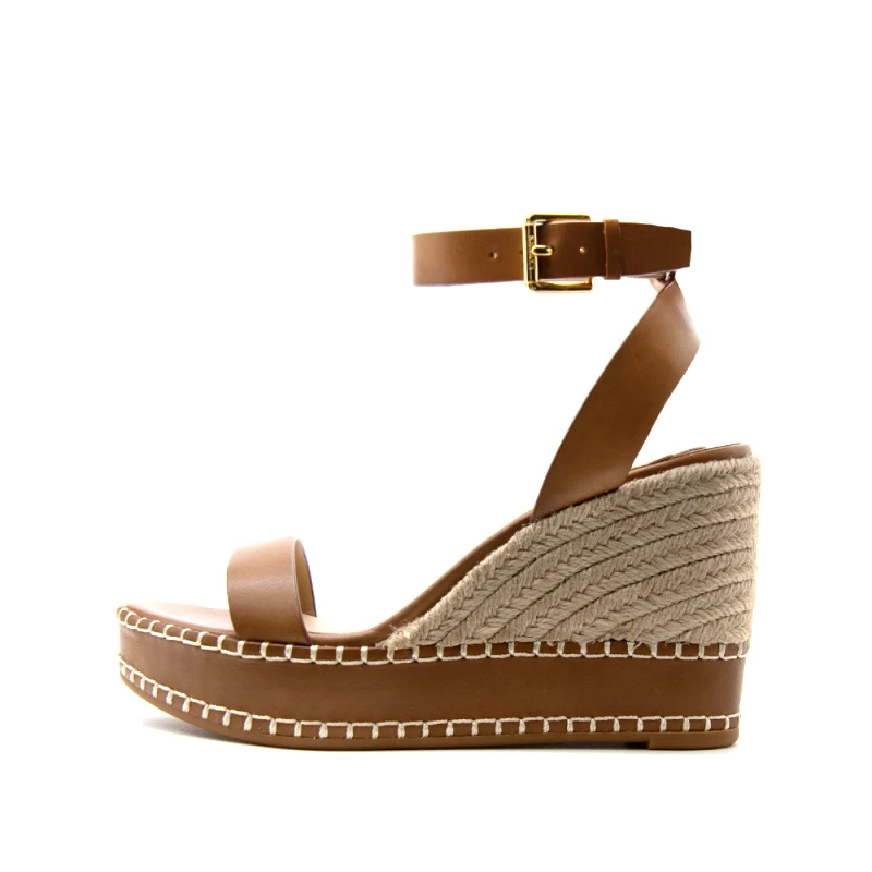 RALPH LAUREN HILARIE BURNISHED CALF FLATFORM SANDALS WOMEN LAUREN RALPH LAUREN