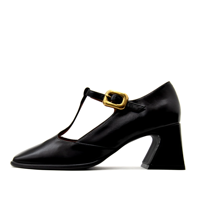 ANGEL ALARCON ORETEI LEATHER MARY JANE MID HEEL PUMPS WOMEN ANGEL ALARCON