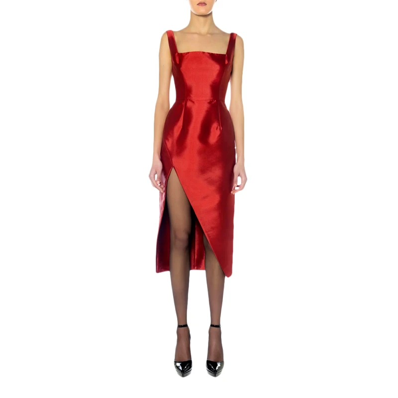 MI-RO MIKADO SLEEVELESS OPEN LEG MIDI DRESS WOMEN MI-RO