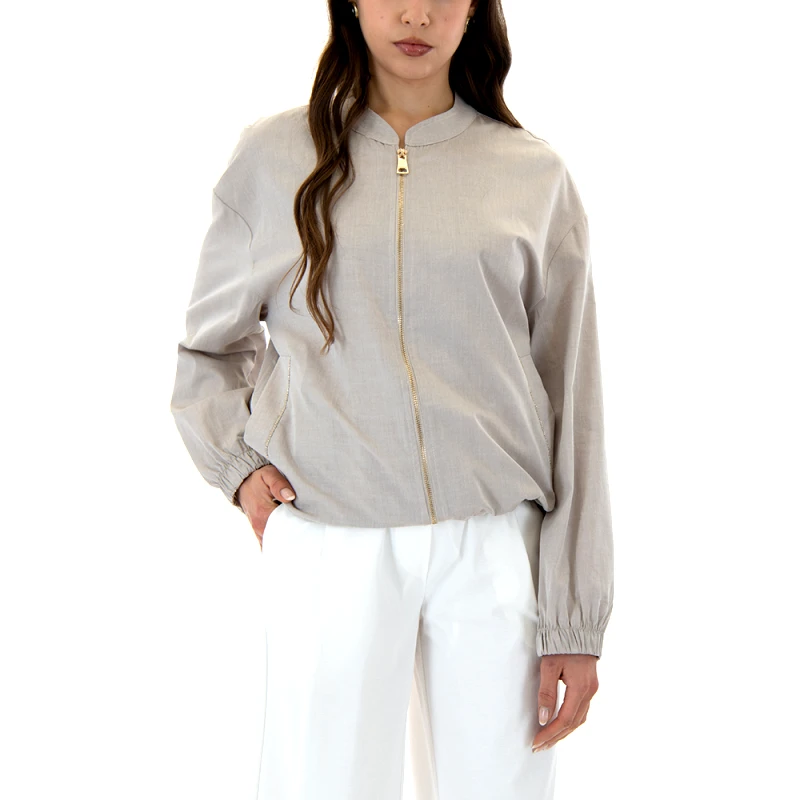 ATELIER POPLIN CHAIN DETAIL BOMBER JACKET WOMEN ATELIER