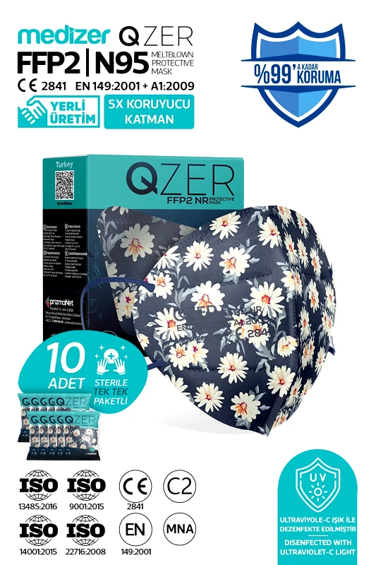 Μάσκα Υψηλής Προστασίας FFP2/N95 QZER Mountain Daisy | 10τμχ φωτογραφία