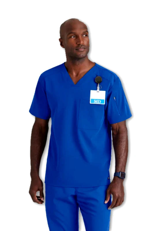 Grey's Anatomy Μπλούζα Ανδρική Υγειονομικών Spandex Stretch Murphy V-Neck Grey's Anatomy Galaxy Blue