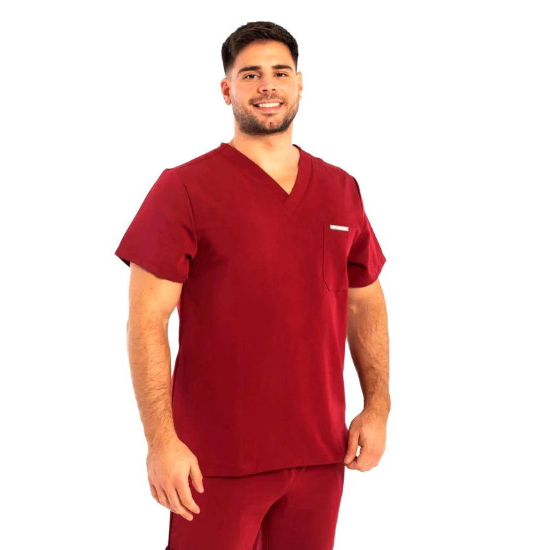 Dr.Scrub Μπλούζα Ανδρική Υγειονομικών Premium Dr.Scrub Burgundy
