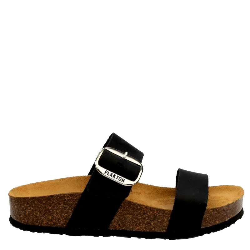 PLAKTON Γυναικεία Plakton Δερμάτινα Σανδάλια Apure 343004 ΜΑΥΡΟ