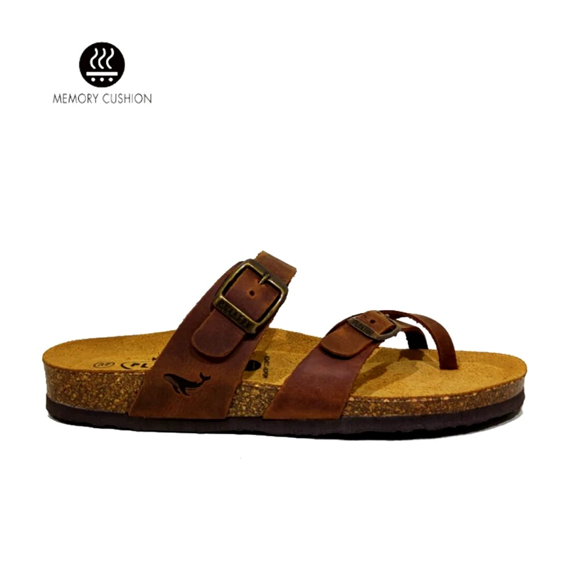 PLAKTON Γυναικεία Plakton Δερμάτινο Σανδάλι Apure 181032 ΚΑΦΕ