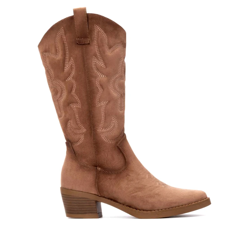 REFRESH Γυναικεία Refresh Γυναικεία Μπότα Cowboy Σουέτ 173085 Vegan TAUPE