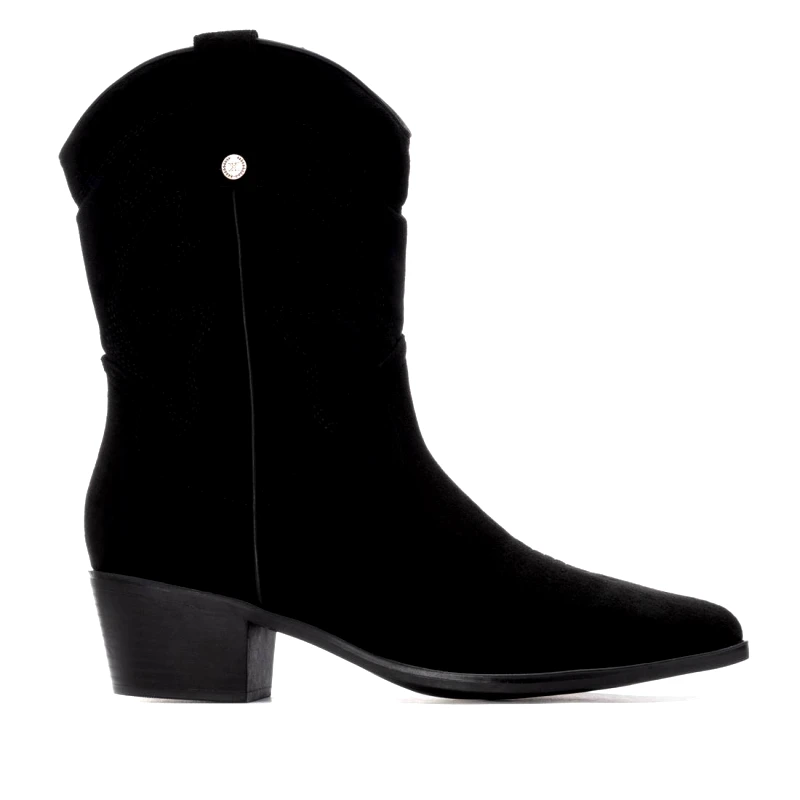 XTI Γυναικεία Xti Γυναικεία Cowboy Μποτάκια Σουετ 144307 Vegan ΜΑΥΡΟ