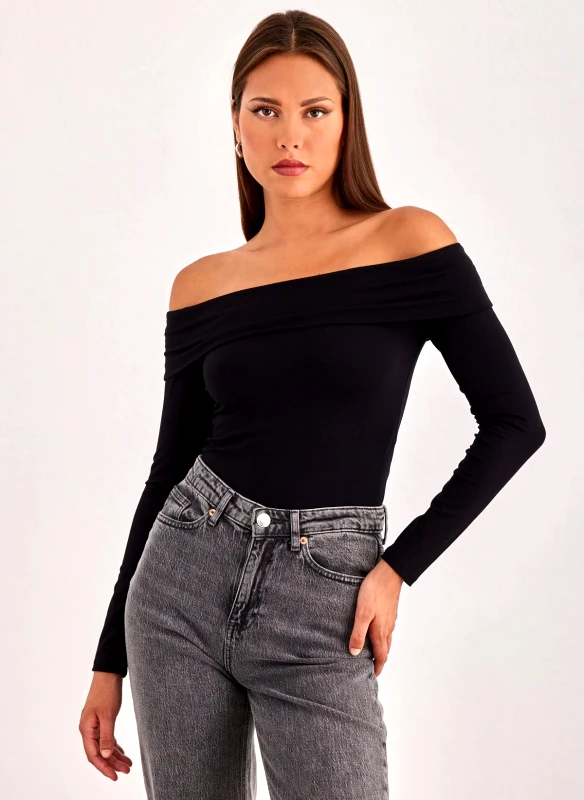 AWARE by VERO MODA Μπλούζα μακρυμάνικη strapless AWARE 10324239 - Μαύρο