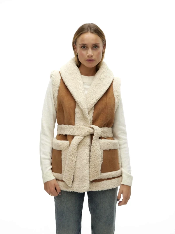 VERO MODA Γιλέκο αμάνικο με επένδυση Vero Moda10298721 - Κάμελ