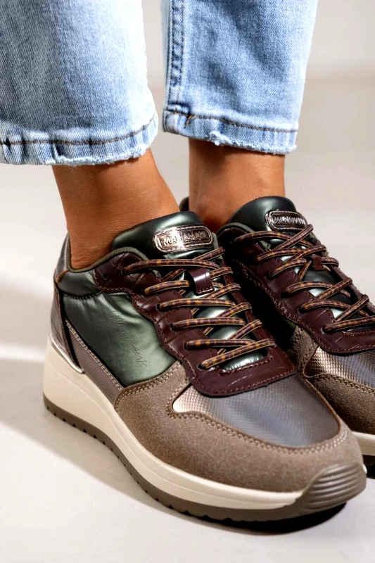 MARIAMARE Sneakers σε συνδυασμό υλικών Mariamare 63421 - Λαδί