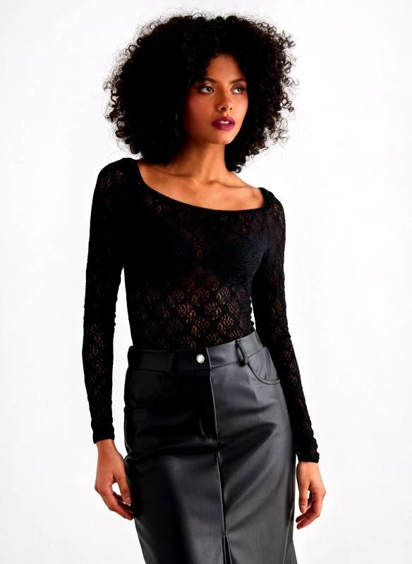AWARE by VERO MODA Μπλουζάκι με δαντέλα AWARE by VERO MODA 10313910 - Μαύρο